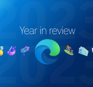 blue backdrop with Microsoft Edge logo and text across