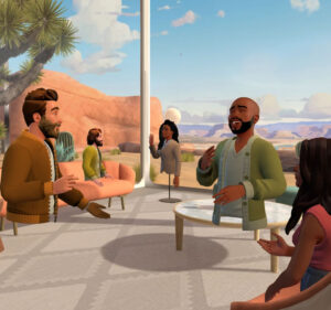 AI generated art of people chatting outdoors