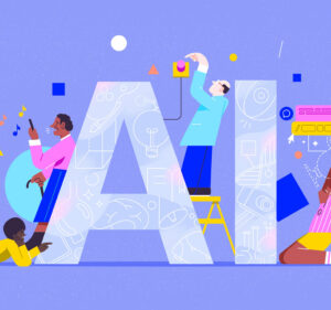 digital art of the letters A and I to read AI