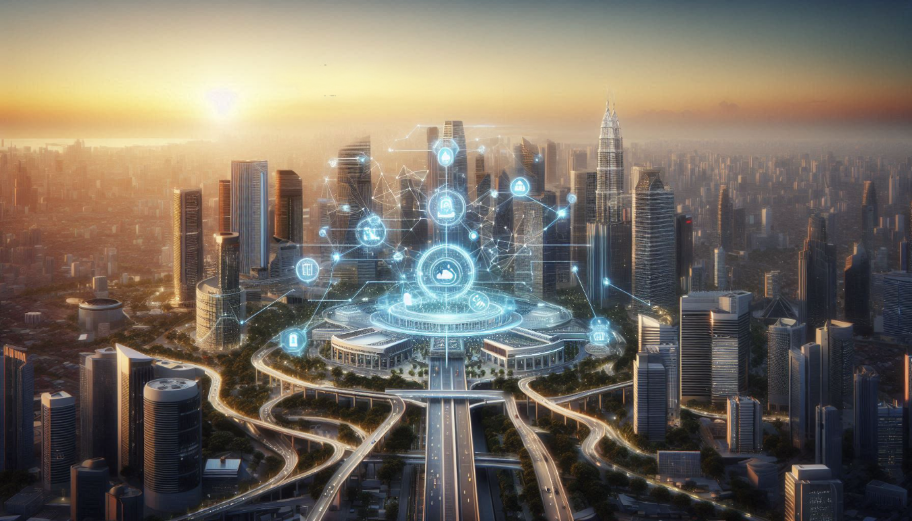 An AI-generated image, illustrating big city connected digitally