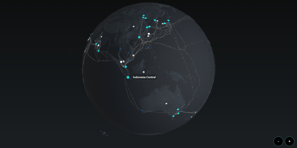 Globe with dots on Microsoft cloud region